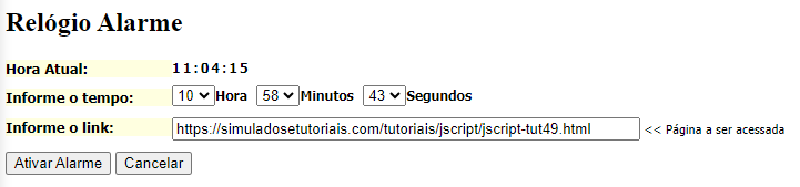 Rel�gio Alarme com Link